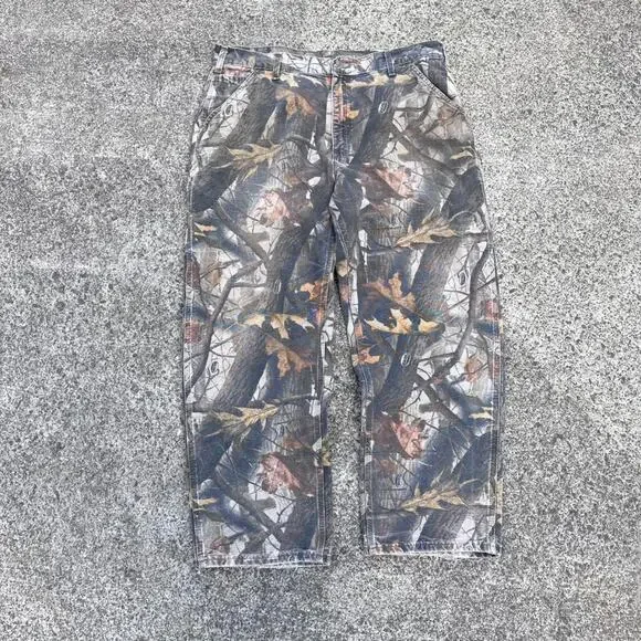 Carhartt B158 Camo Double Knee Work Pants 36x30 Baggy Carpenter Dungaree Loose
